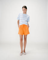 Short large taille haute en gaze de coton orange Wasabi