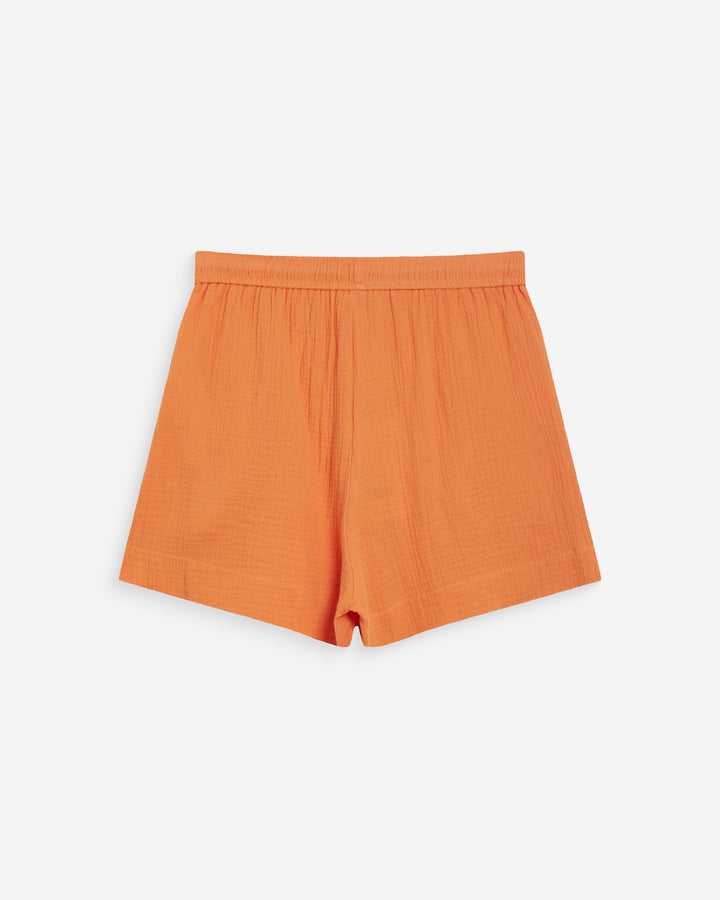 Short large taille haute en gaze de coton orange Wasabi