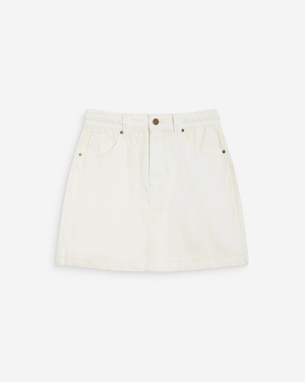 Jupe courte en jean taille haute ecru Whitney