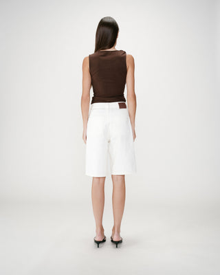 Bermuda long en jean taille haute ecru Will