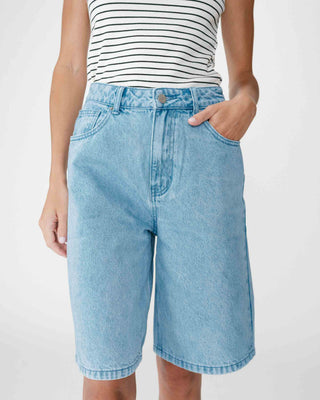 Bermuda long en jean taille haute skyblue Will