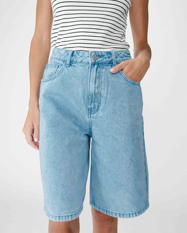 Bermuda long en jean taille haute skyblue Will