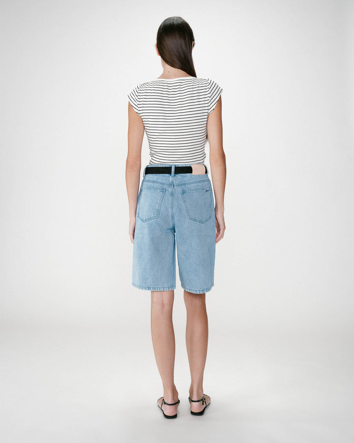 Bermuda long en jean taille haute skyblue Will