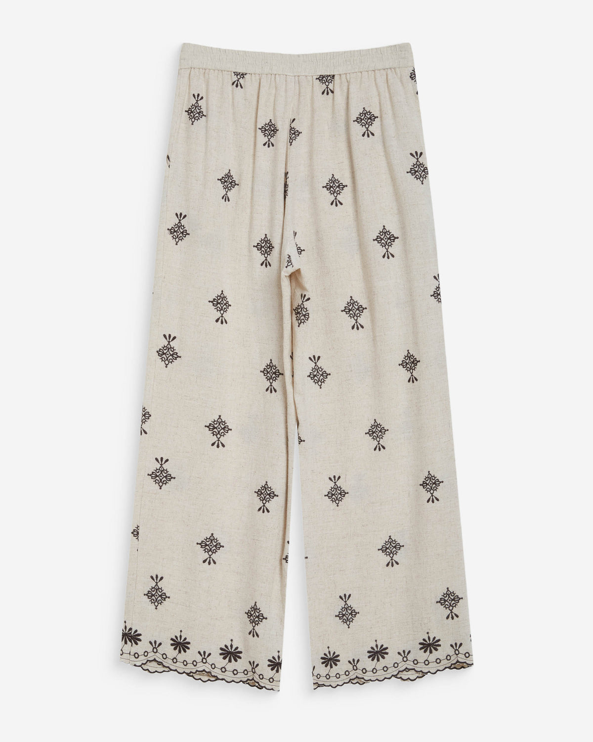 Pantalon droit brodé 7/8 chocolat Waren