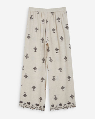 Pantalon droit brodé 7/8 chocolat Waren