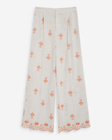 Pantalon droit brodé 7/8 orange Waren