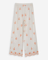 Pantalon droit brodé 7/8 orange Waren