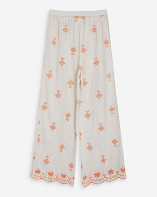 Pantalon droit brodé 7/8 orange Waren
