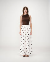 Pantalon large à pois ecru Wynell