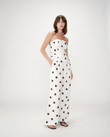 Pantalon large à pois ecru Wynell