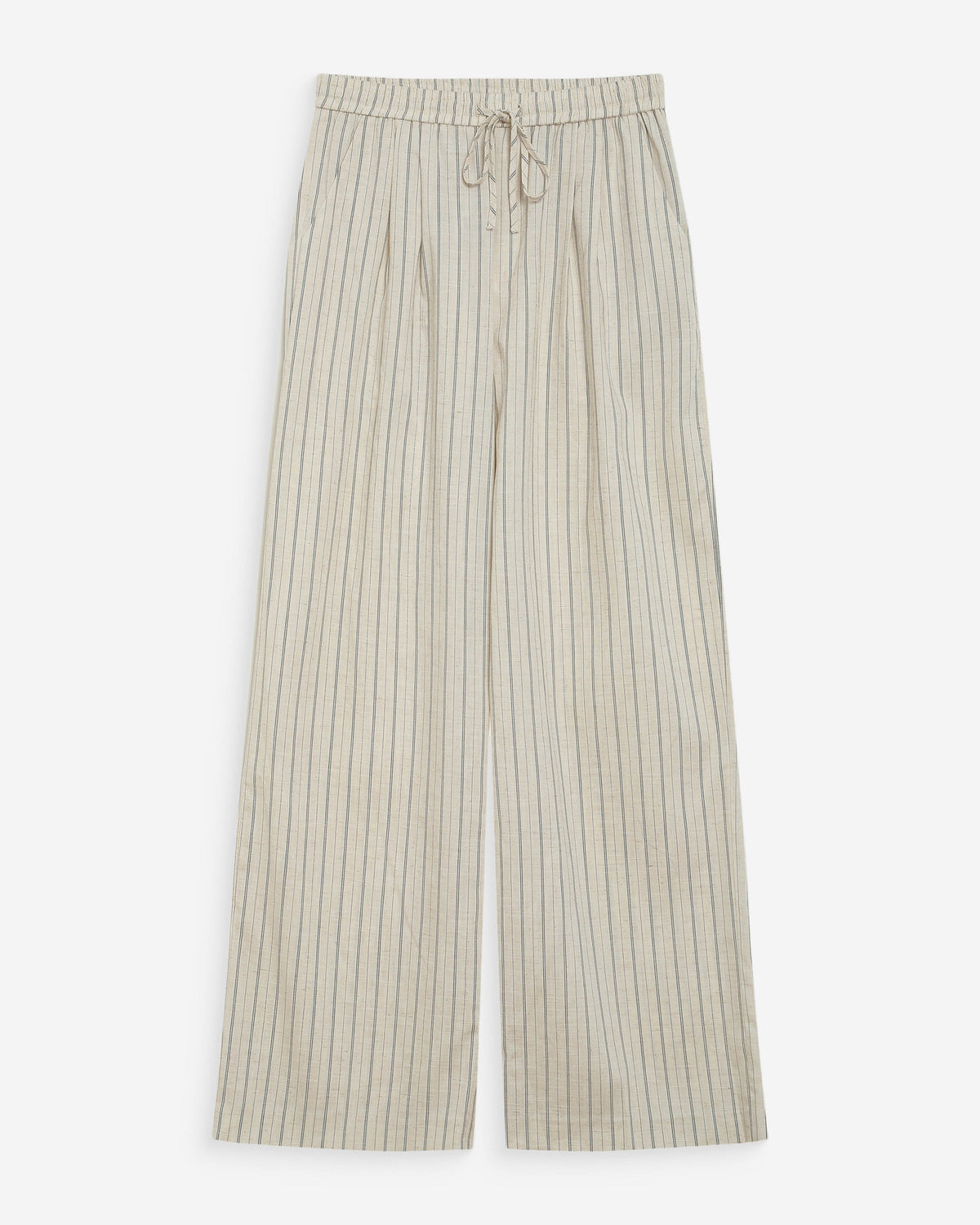 Pantalon ample en lin et tencel rayé sable Weston
