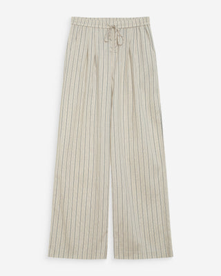Pantalon ample en lin et tencel rayé sable Weston