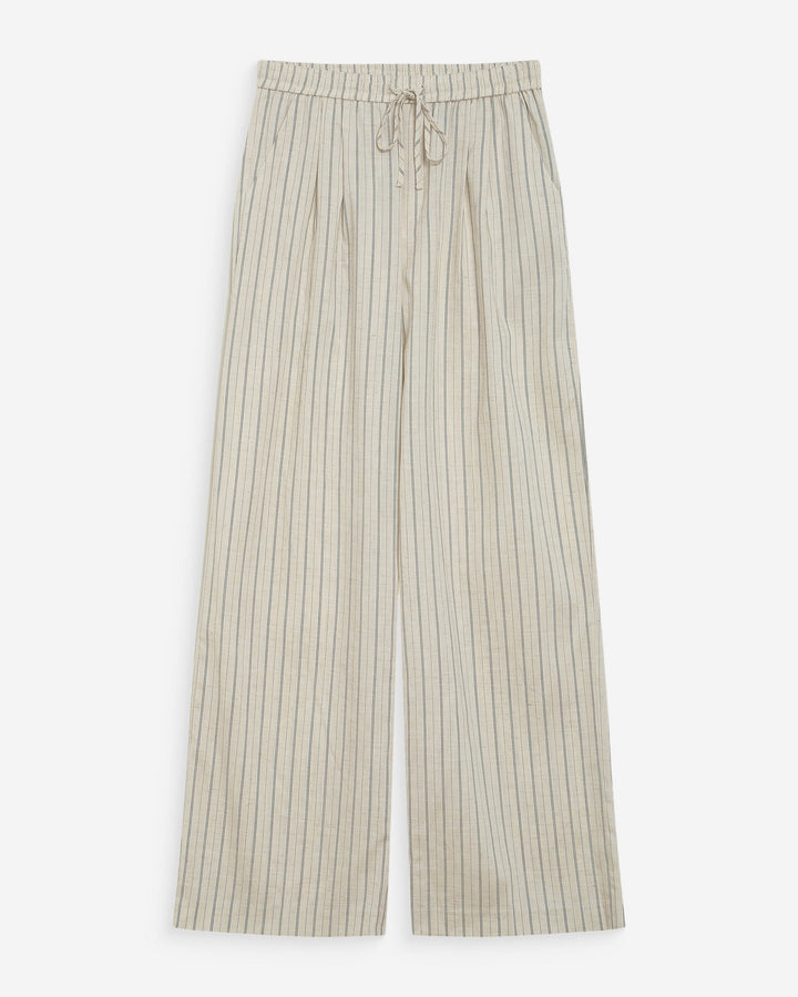 Pantalon ample en lin et tencel rayé sable Weston