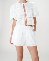 Short large en coton brodé poches italiennes white Wyler