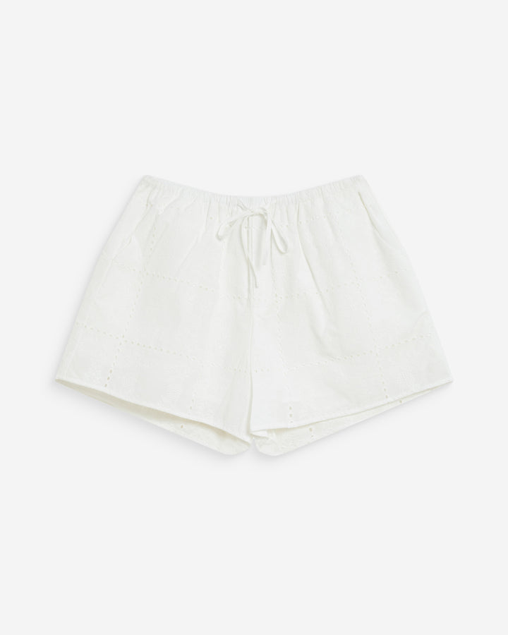 Short large en coton brodé poches italiennes white Wyler