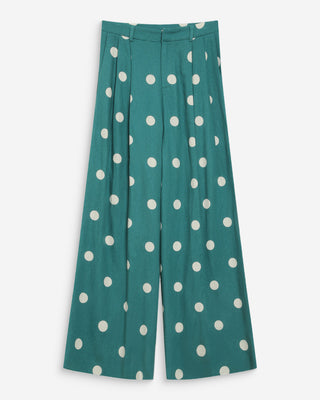 Pantalon large à pois emeraude Wynell