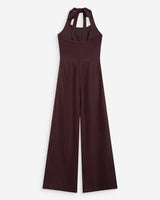 Straight-leg jumpsuit with square neckline chocolat Wish