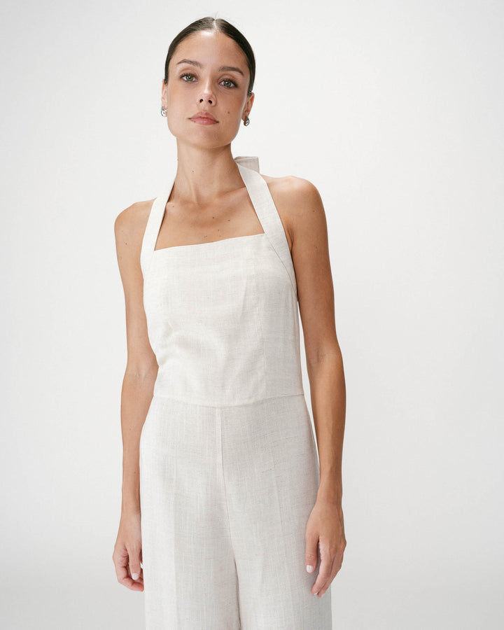 Straight-leg jumpsuit with square neckline sable Wish