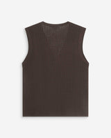 Cardigan en maille ajourée col V sans manches chocolat Wayne