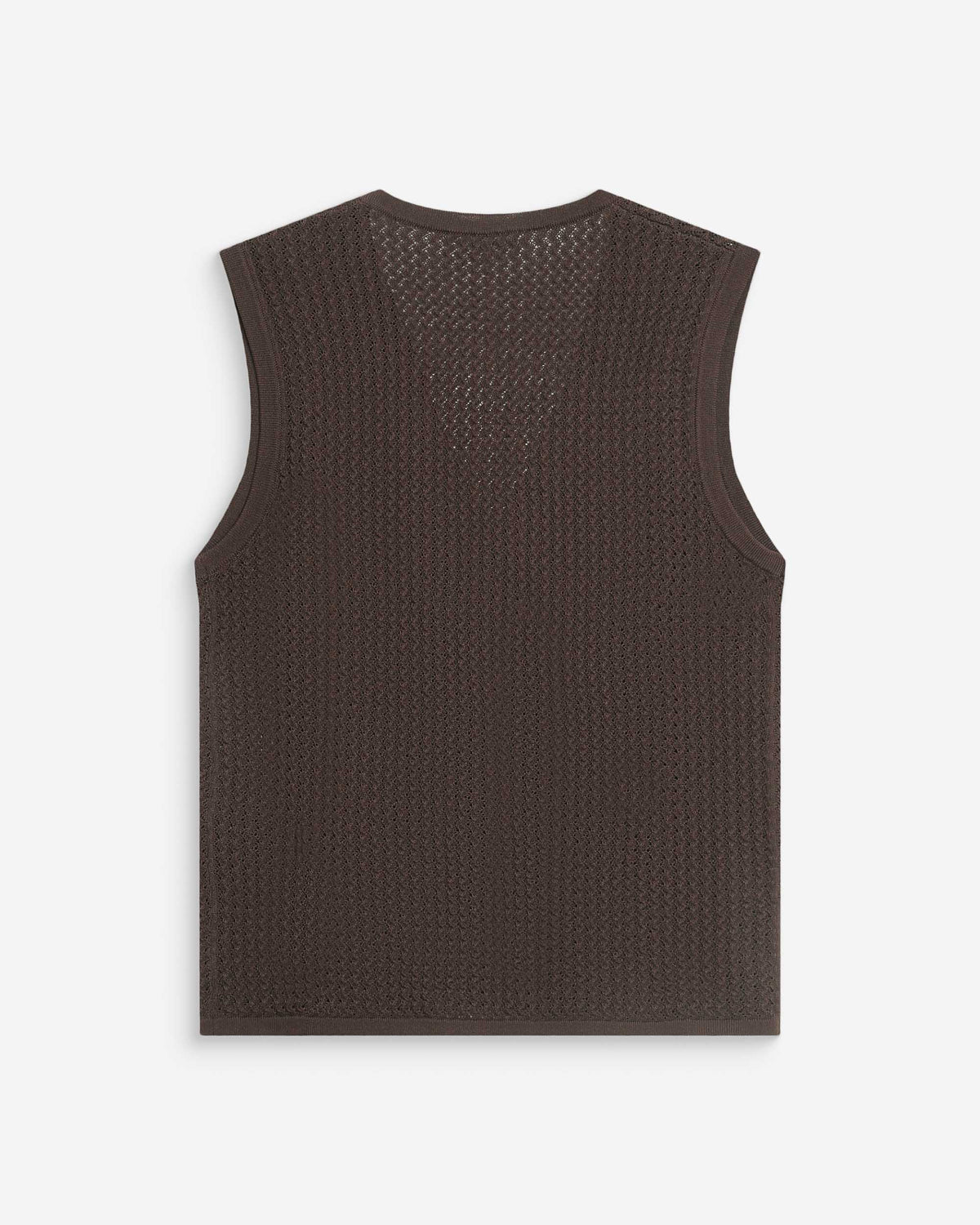 Cardigan en maille ajourée col V sans manches chocolat Wayne