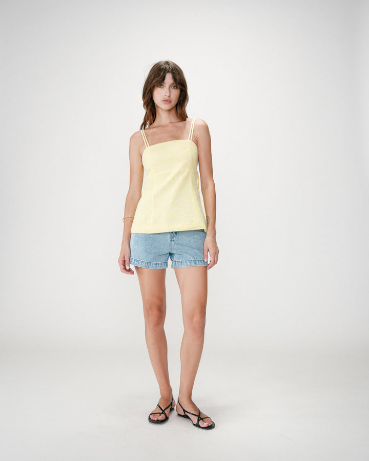 Top vichy escote cuadrado jaune Wynel