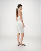 Gilet de tailleur col V dos nu rayure Winika