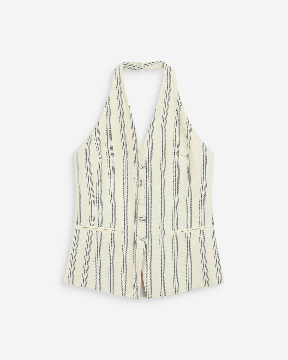 Gilet de tailleur col V dos nu rayure Winika