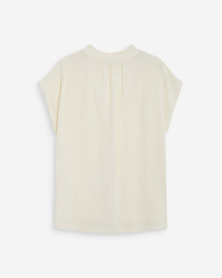 Chemise en gaze de coton manches courtes ecru Wesra