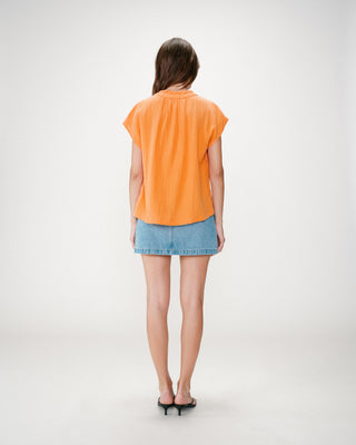 Chemise en gaze de coton manches courtes orange Wesra