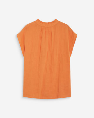 Chemise en gaze de coton manches courtes orange Wesra