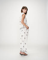 Sleeveless embroidered pattern shirt chocolat Wisenna