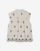 Sleeveless embroidered pattern shirt chocolat Wisenna