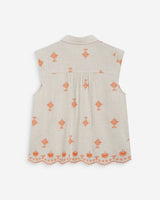 Chemise sans manches à motifs brodés orange Wisenna