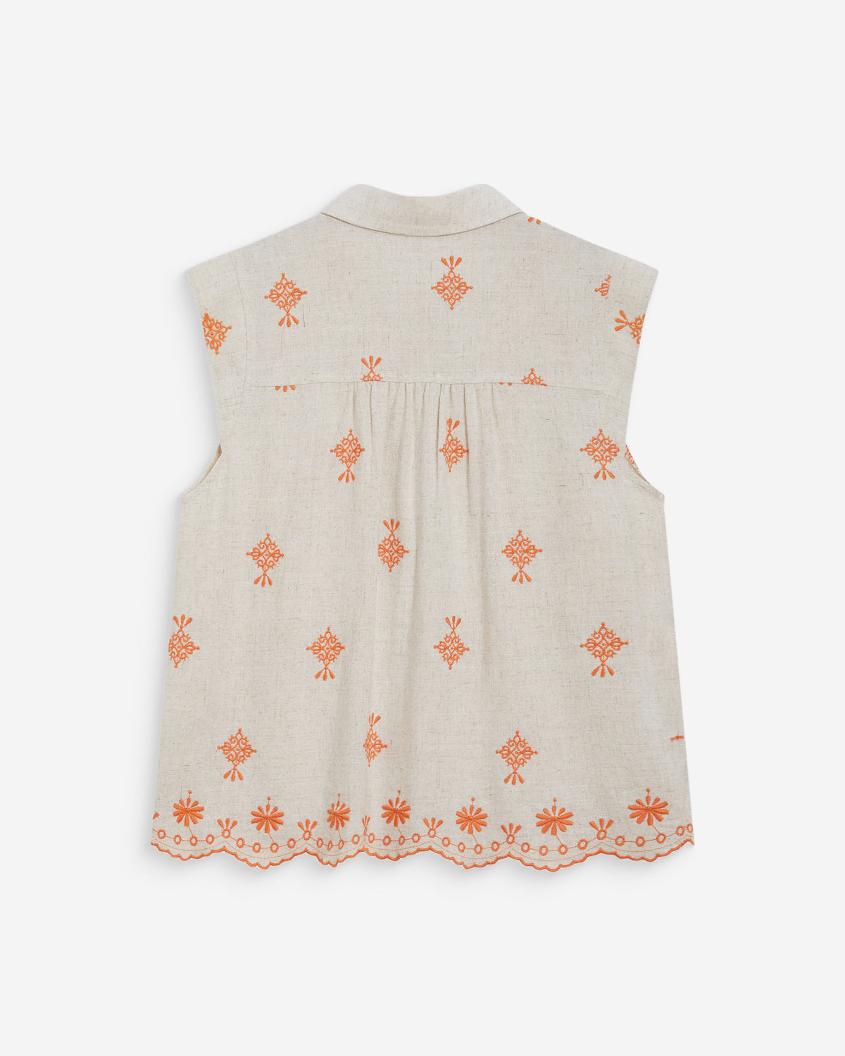 Chemise sans manches à motifs brodés orange Wisenna