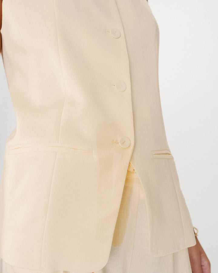 Tailored Tencel and linen square-neck vest jaune Winston