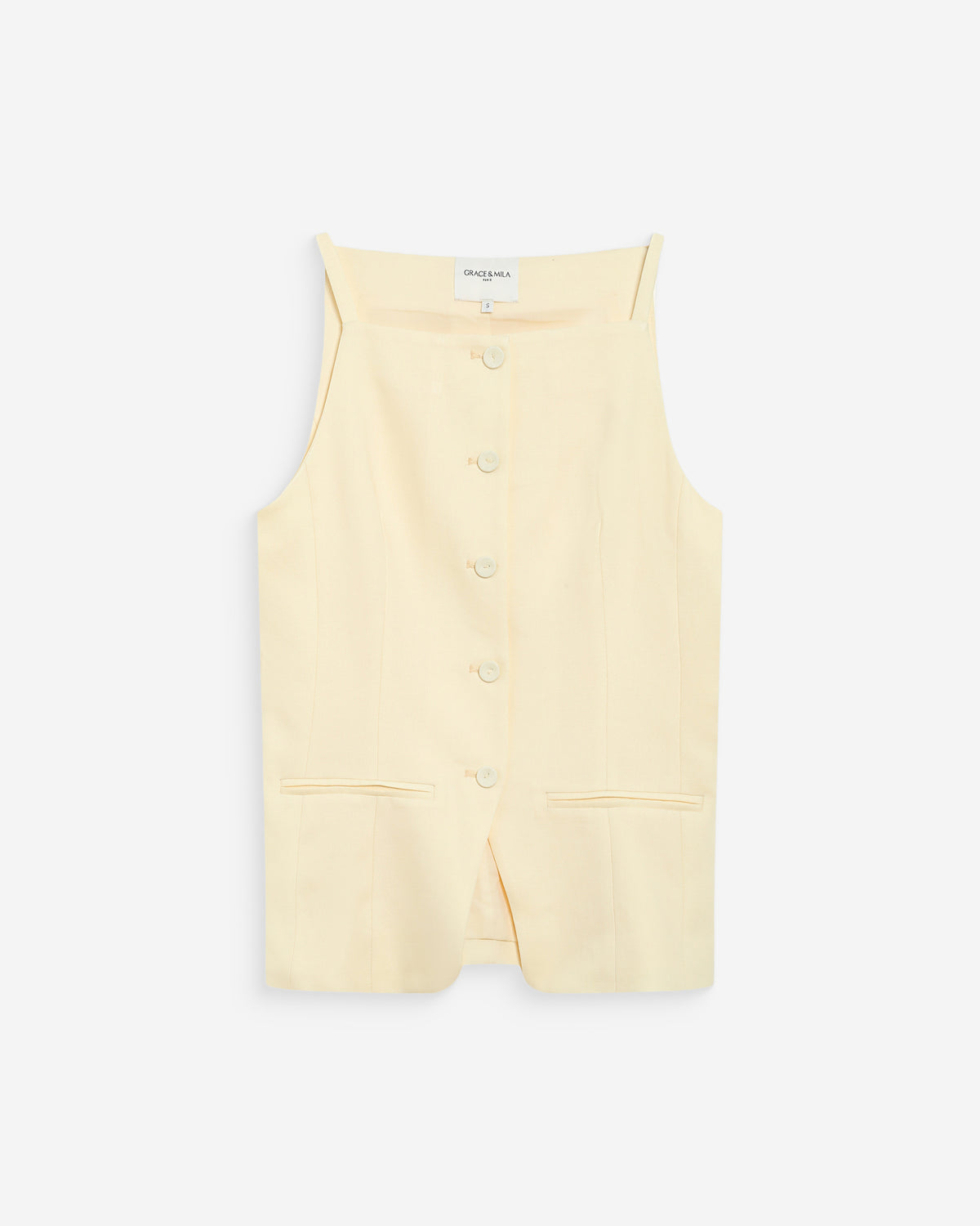 Tailored Tencel and linen square-neck vest jaune Winston