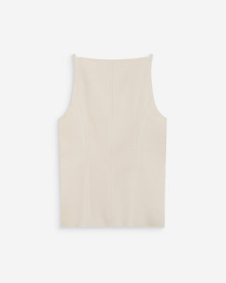 Gilet de tailleur en tencel et lin col carré sable Winston