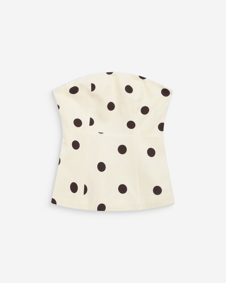 Bustier péplum à pois ecru Wixie