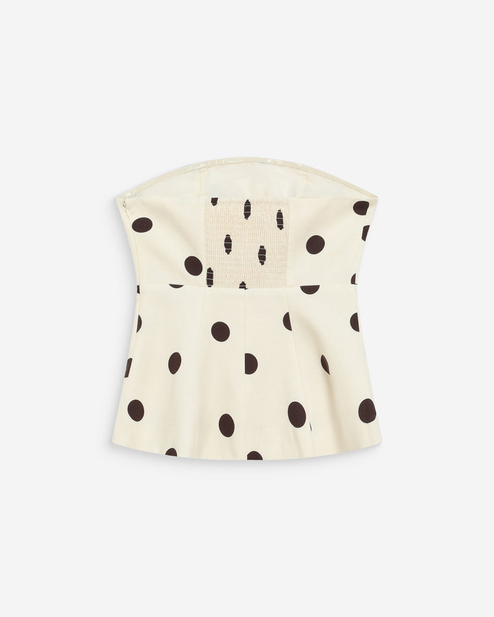Bustier péplum à pois ecru Wixie