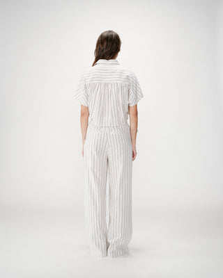 Chemise oversize rayée à nouer sable Wendee