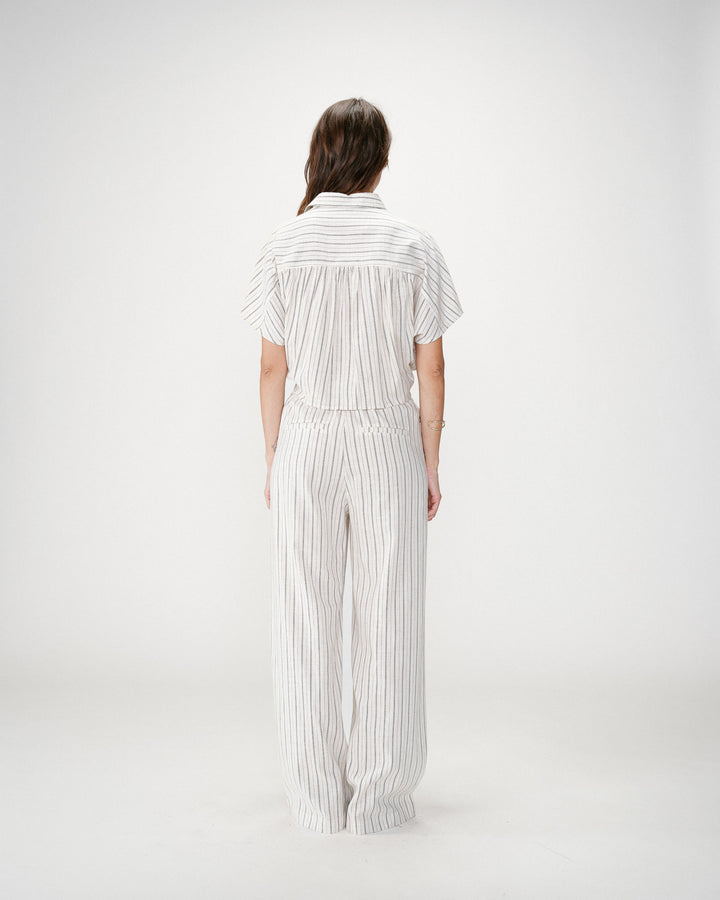 Chemise oversize rayée à nouer sable Wendee