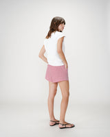 T-shirt en coton à message brodé fuchsia Wylo