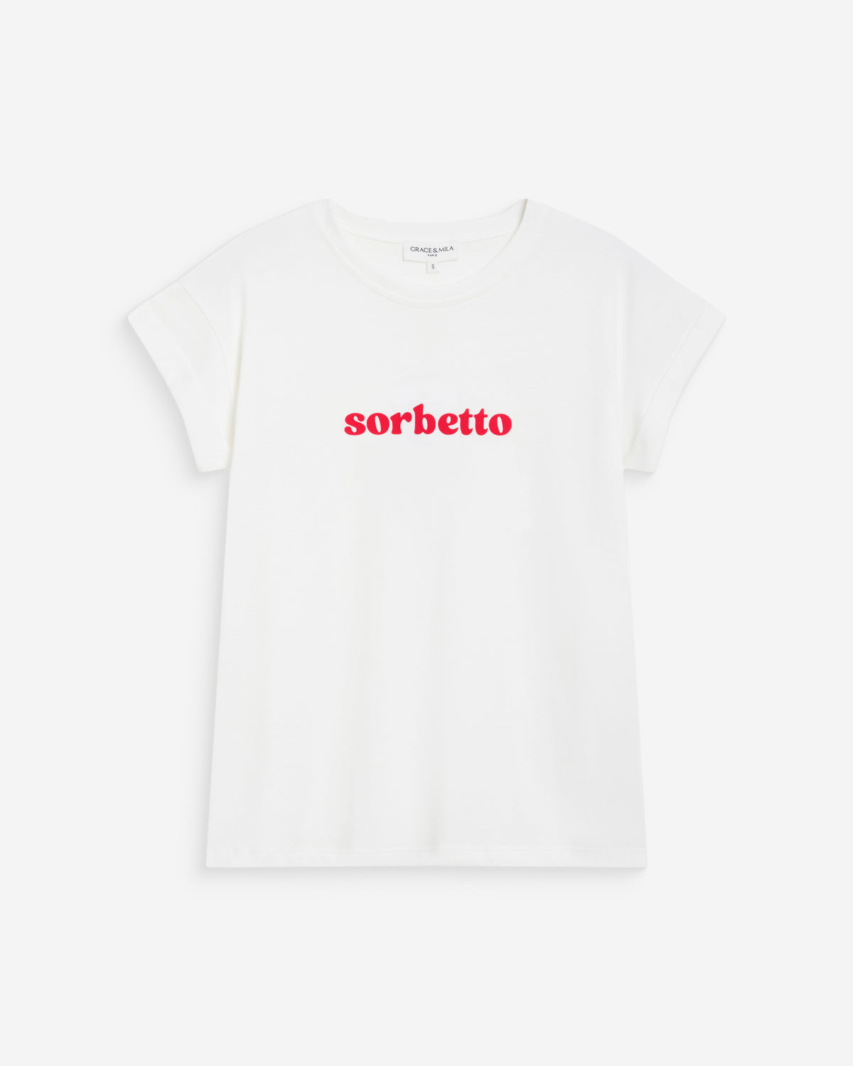 T-shirt en coton à message brodé fuchsia Wylo