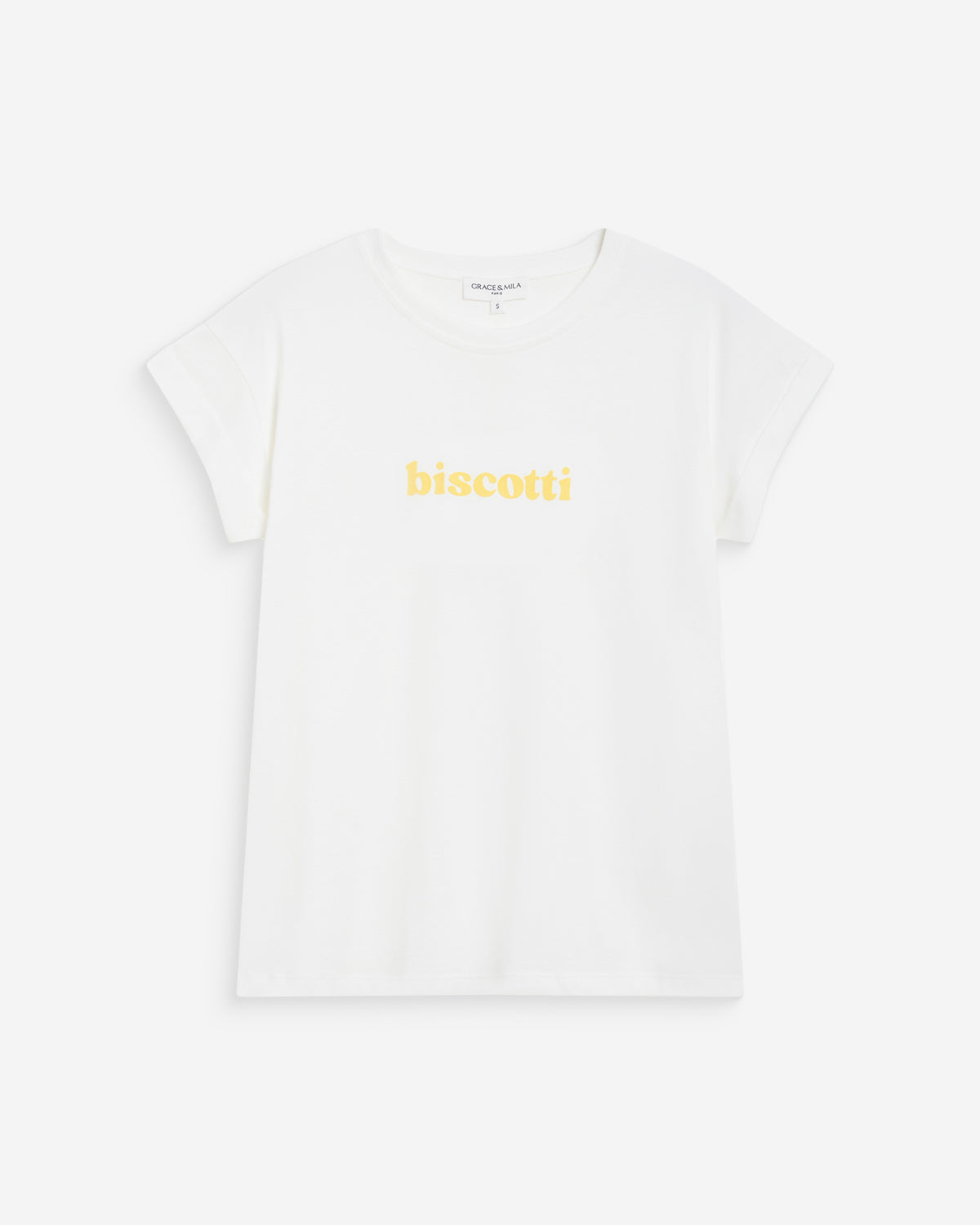 T-shirt en coton à message brodé jaune Wylo