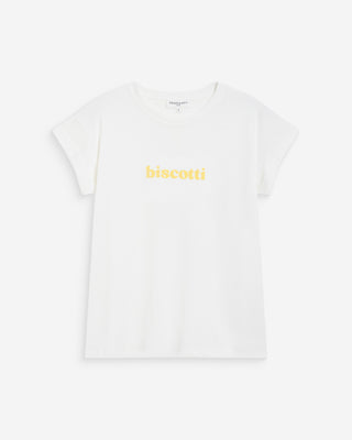 T-shirt en coton à message brodé jaune Wylo