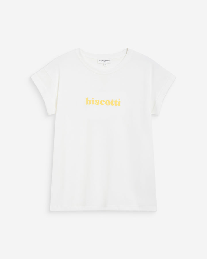 T-shirt en coton à message brodé jaune Wylo