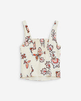 Top à imprimé floral ajusté col carré ecru Windsor