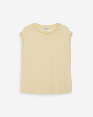 Top recto con cuello y mangas caladas jaune Wallace