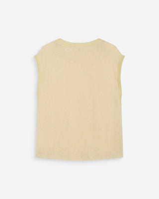 Top recto con cuello y mangas caladas jaune Wallace