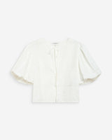 Blouse brodée à nouer manches ballon white Wylette